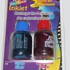 Inkjet Universal. Reload the 5 colors of the photo cartridges. Pack of 2 bottles Light Cyan 25 ml and Light Magenta 25 ml