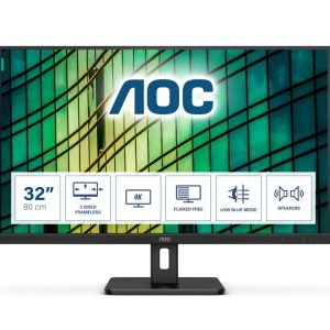 AOC E2 U32E2N LED display 80 cm (31.5") 3840 x 2160 pixels 4K Ultra HD Black