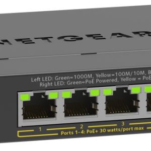 NETGEAR 5-Port Gigabit Ethernet PoE+ Plus Switch (GS305EP) Managed L2/L3 Gigabit Ethernet (10/100/1000) Power over Ethernet (PoE) Black